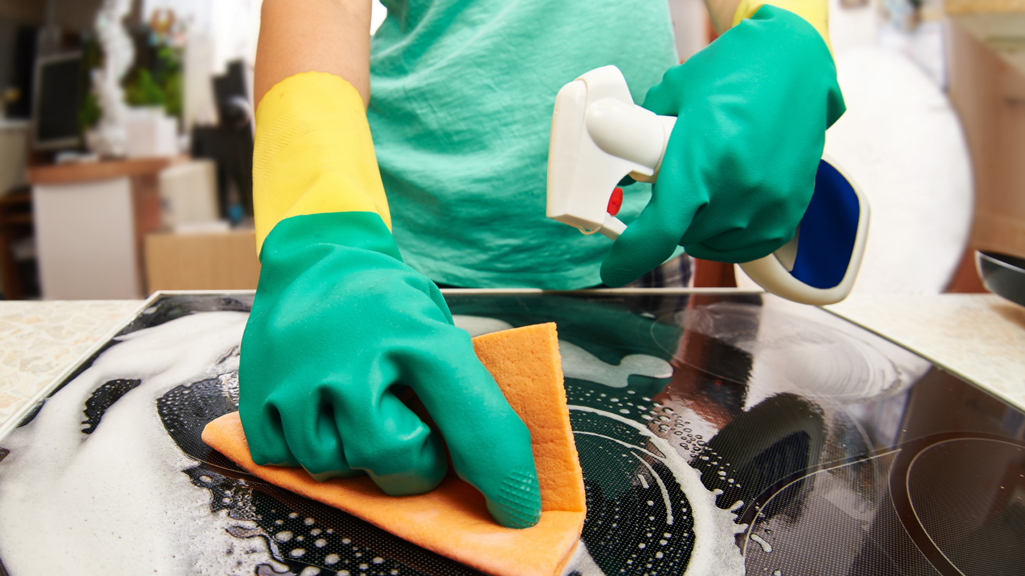 cleaning kitchen in home